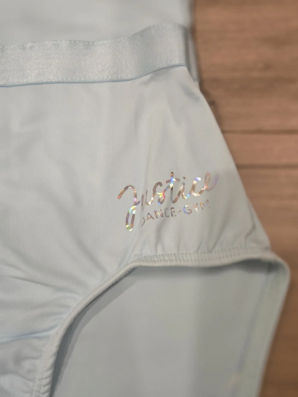 NWT Justice Girls Cap Sleeve Ballet Leotard Ribbon Waistband Light Blue S 7/8
